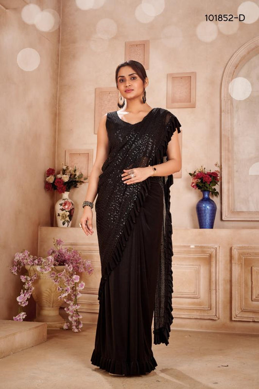 Azrah Black- Pre stitched Sari