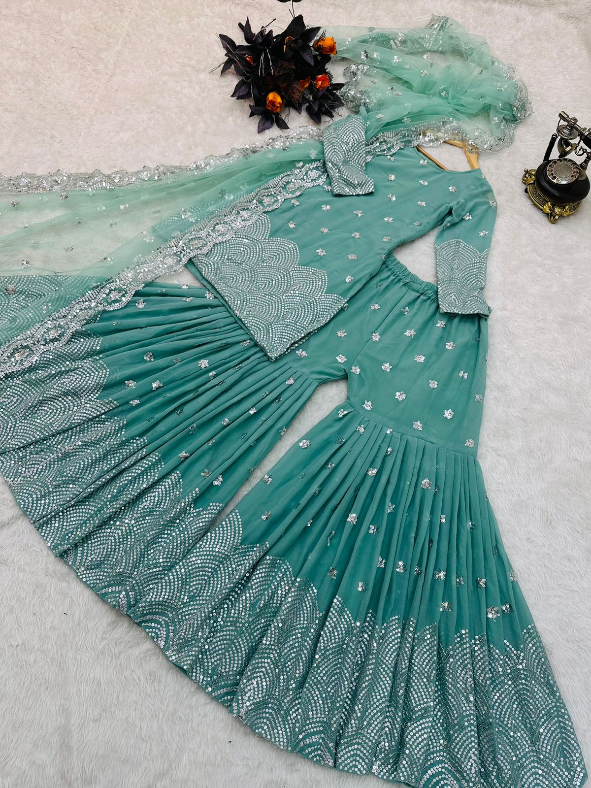 Yamini - Mint Green Garara Set