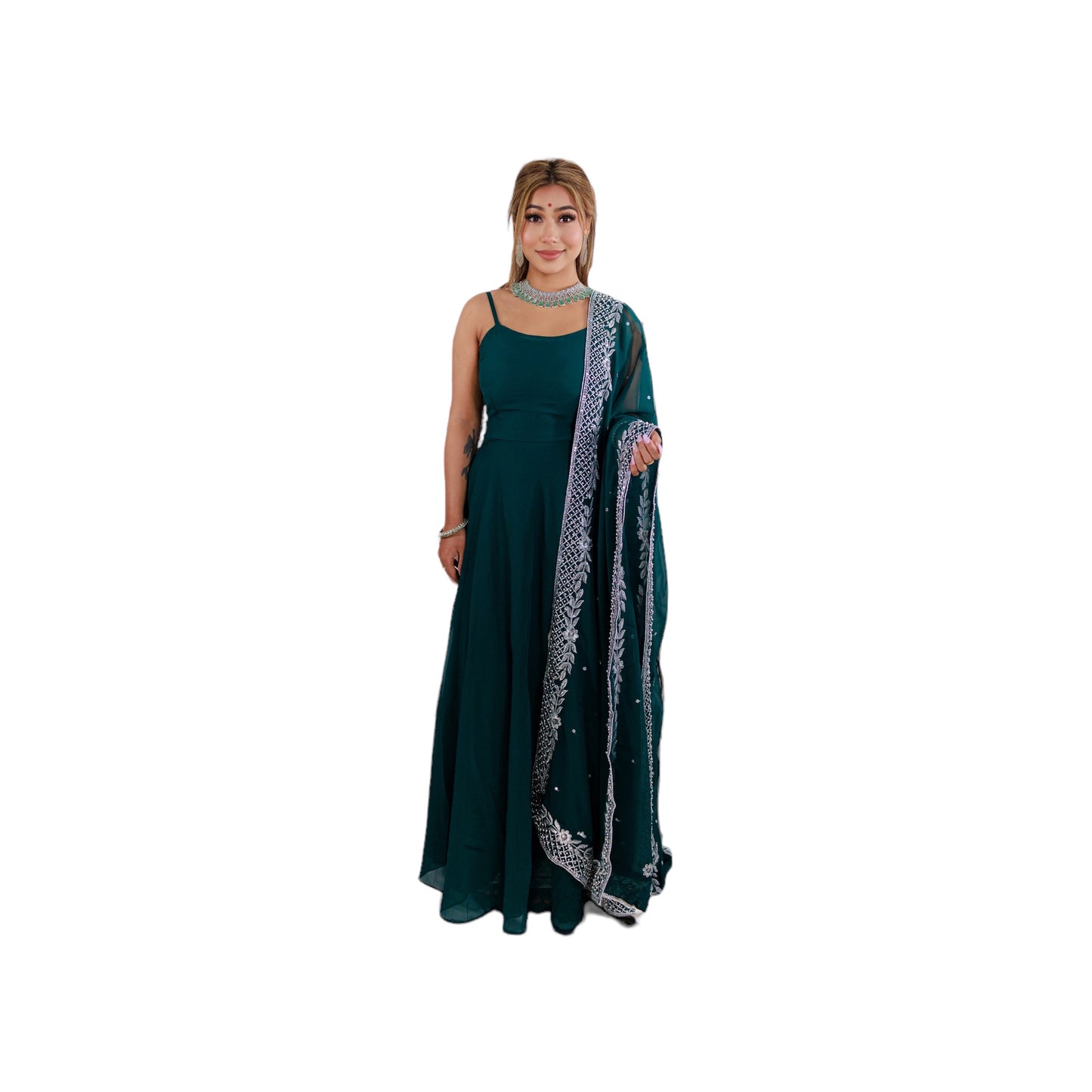 Mahi - Green Sleeveless Anarkali