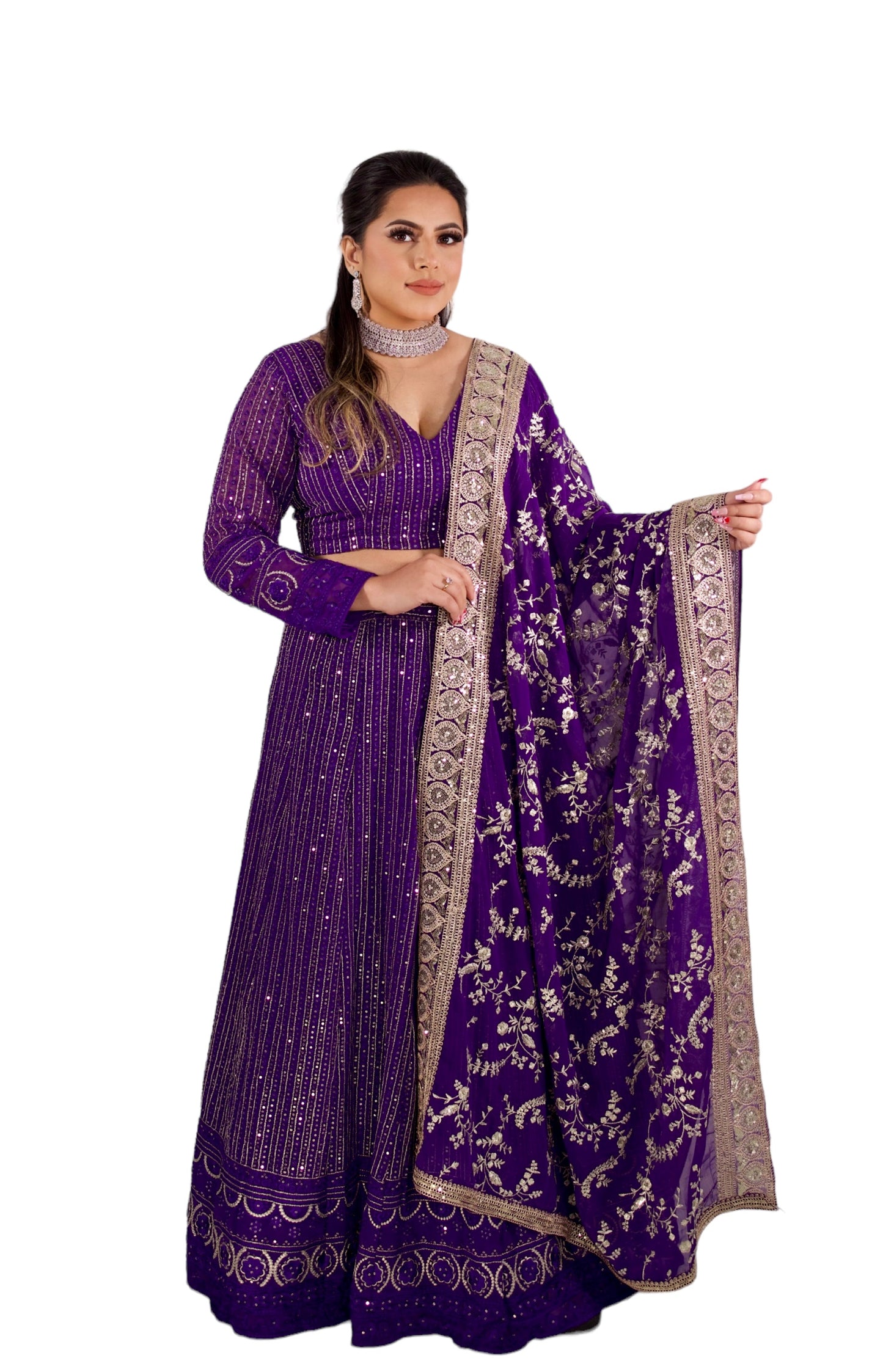 Saba - purple silk lehenga