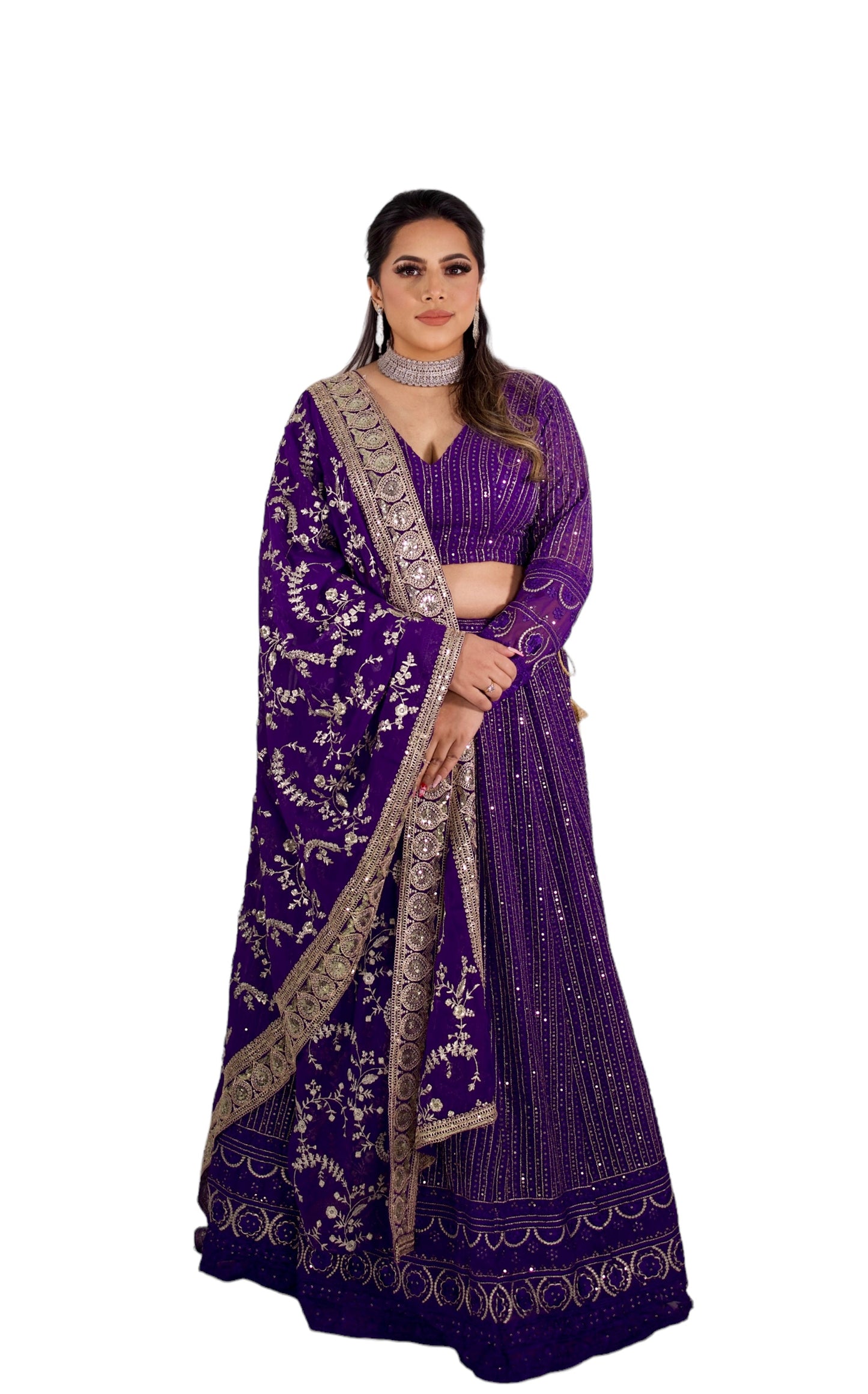 Saba - purple silk lehenga