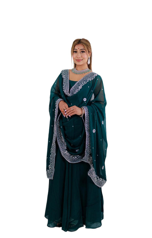 Mahi - Green Sleeveless Anarkali