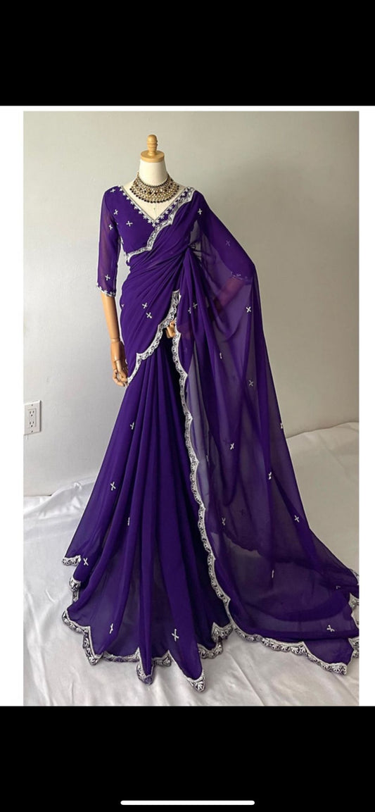 Vani - Hand Embroidered Pre stitched Sari